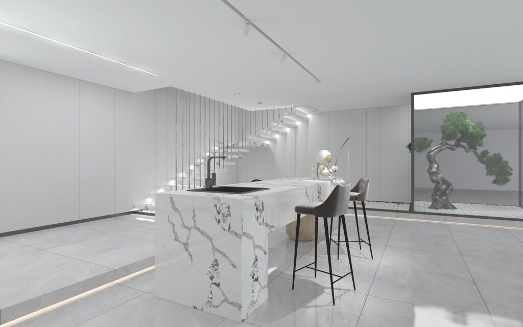 panminquartz 6067- kitchen countertops and stairs (1)